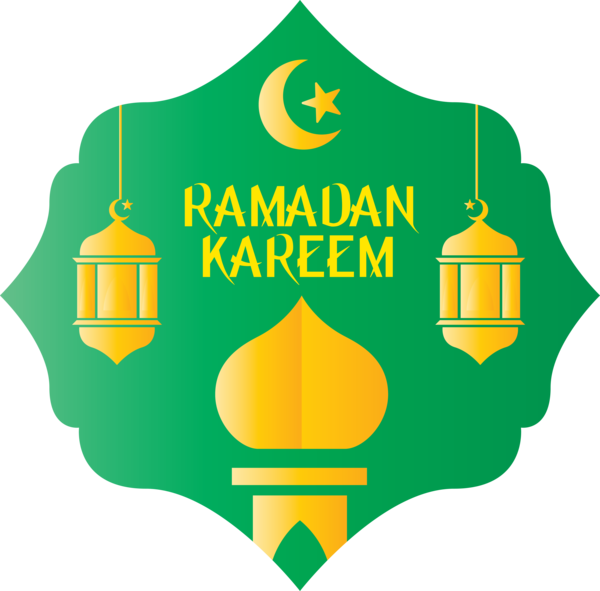 Transparent Ramadan Green Yellow Emblem for EID Ramadan for Ramadan