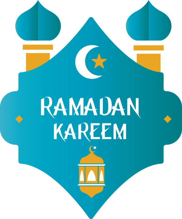 Transparent Ramadan Logo Turquoise Label for EID Ramadan for Ramadan