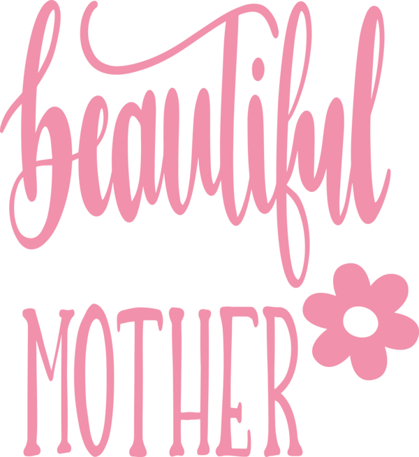 Transparent Mother's Day Text Pink Font for Mothers Day Calligraphy for Mothers Day