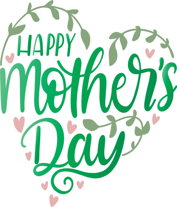 Transparent Mother's Day Font Green Text for Mothers Day Calligraphy for Mothers Day