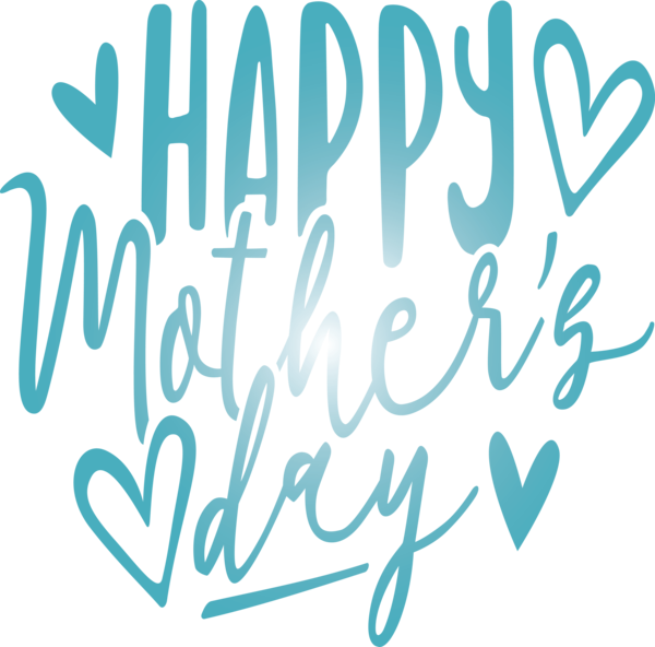 Transparent Mother's Day Font Text Turquoise for Mothers Day Calligraphy for Mothers Day