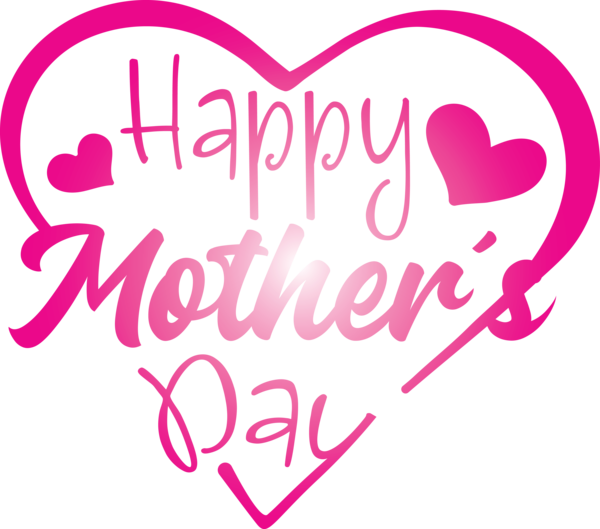 Transparent Mother's Day Text Heart Pink for Mothers Day Calligraphy for Mothers Day
