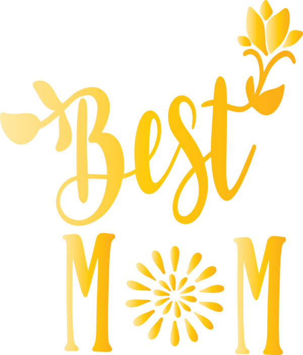 Transparent Mother's Day Yellow Text Font for Mothers Day Calligraphy for Mothers Day