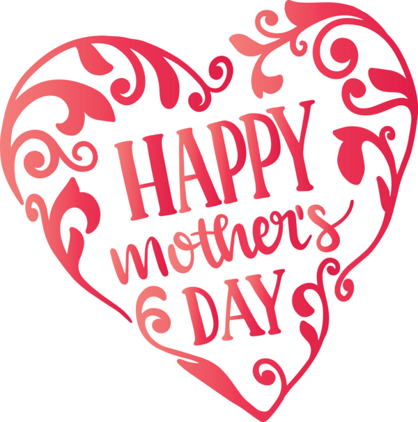 Transparent Mother's Day Heart Text Love for Mothers Day Calligraphy for Mothers Day
