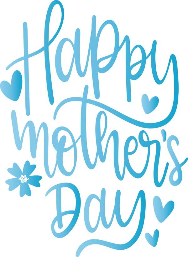 Transparent Mother's Day Text Font Turquoise for Mothers Day Calligraphy for Mothers Day
