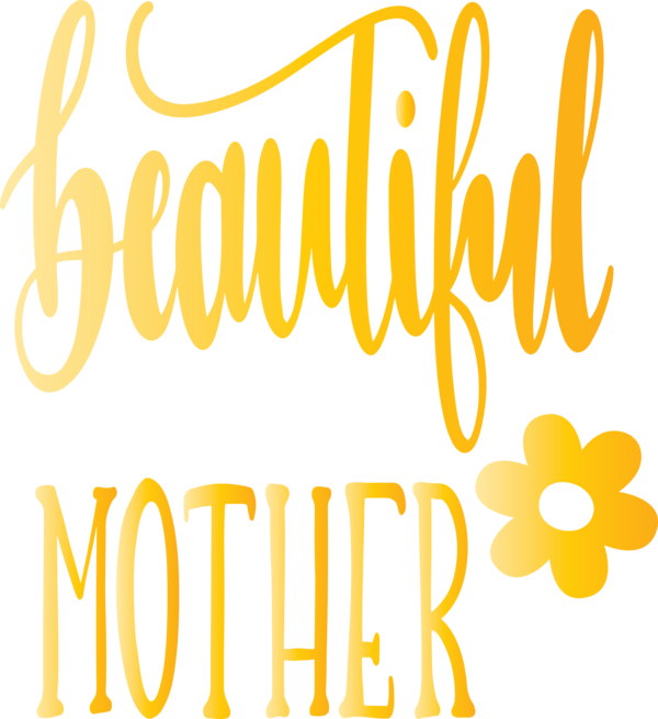Transparent Mother's Day Text Yellow Font for Mothers Day Calligraphy for Mothers Day