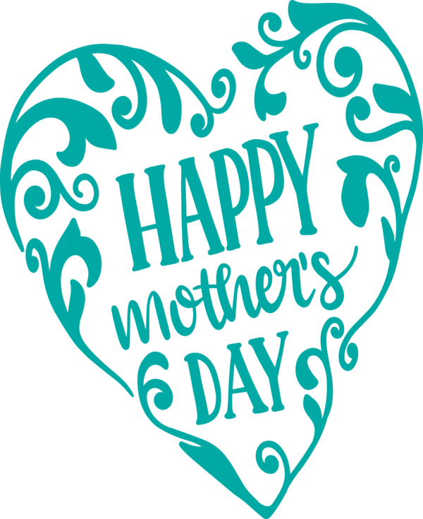 Transparent Mother's Day Turquoise Font Logo for Mothers Day Calligraphy for Mothers Day