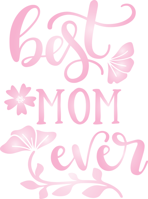 Transparent Mother's Day Pink Text Font for Mothers Day Calligraphy for Mothers Day