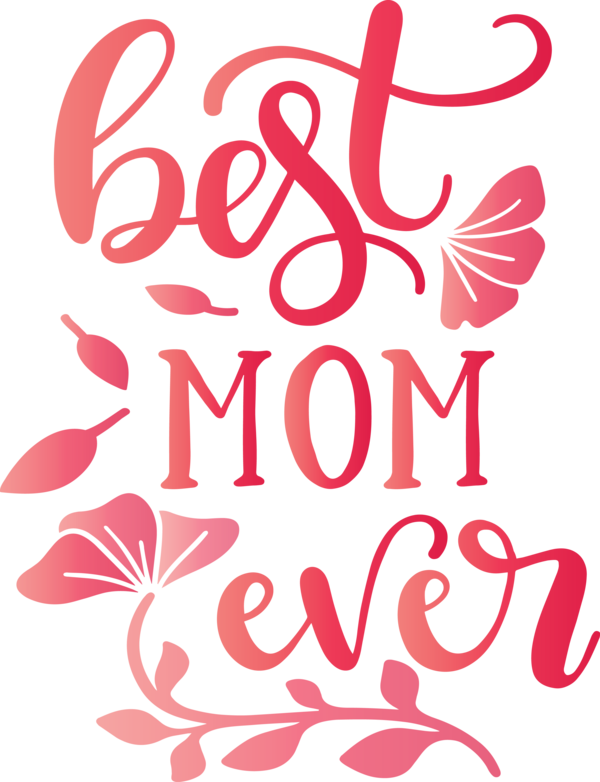 Transparent Mother's Day Text Pink Font for Mothers Day Calligraphy for Mothers Day