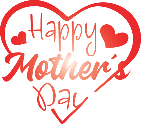 Transparent Mother's Day Heart Text Love for Mothers Day Calligraphy for Mothers Day