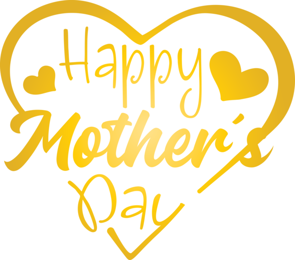 Transparent Mother's Day Text Yellow Font for Mothers Day Calligraphy for Mothers Day