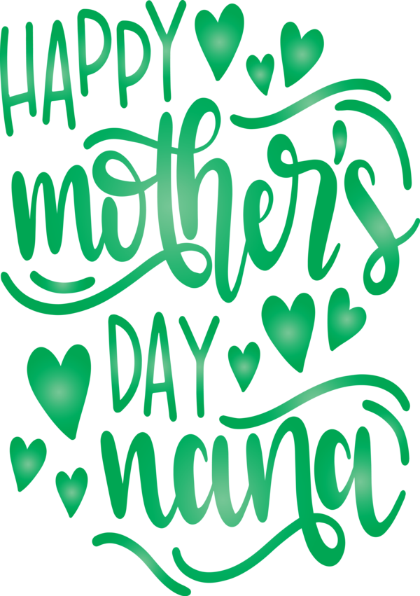 Transparent Mother's Day Green Text Font for Mothers Day Calligraphy for Mothers Day