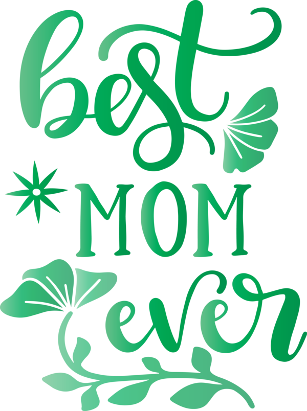Transparent Mother's Day Green Text Leaf for Mothers Day Calligraphy for Mothers Day