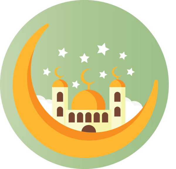 Transparent Ramadan Orange Logo Mosque for EID Ramadan for Ramadan