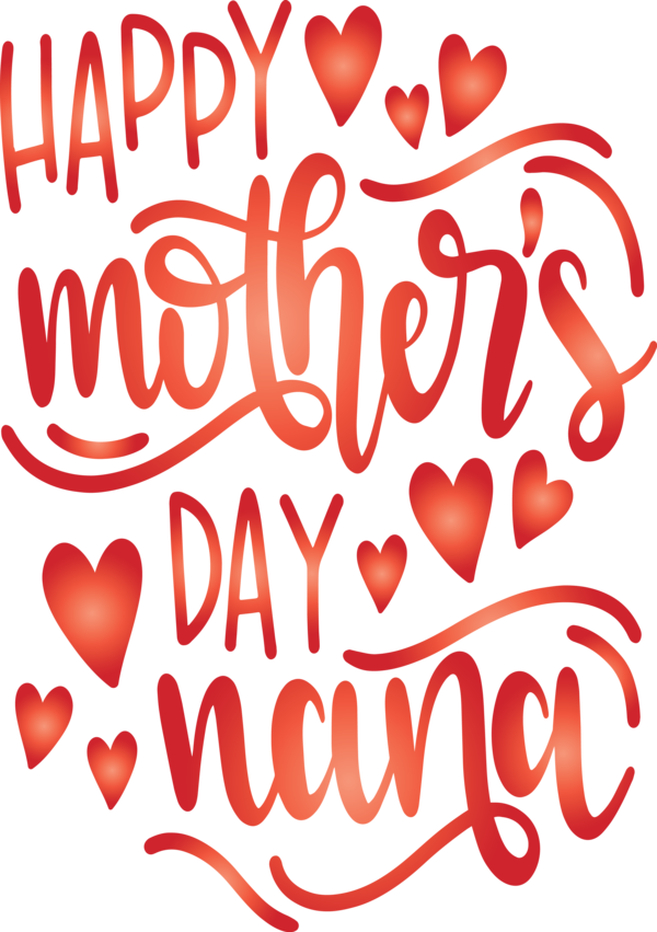 Transparent Mother's Day Text Heart Love for Mothers Day Calligraphy for Mothers Day
