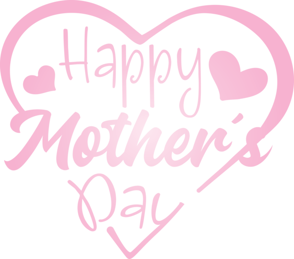 Transparent Mother's Day Heart Text Pink for Mothers Day Calligraphy for Mothers Day