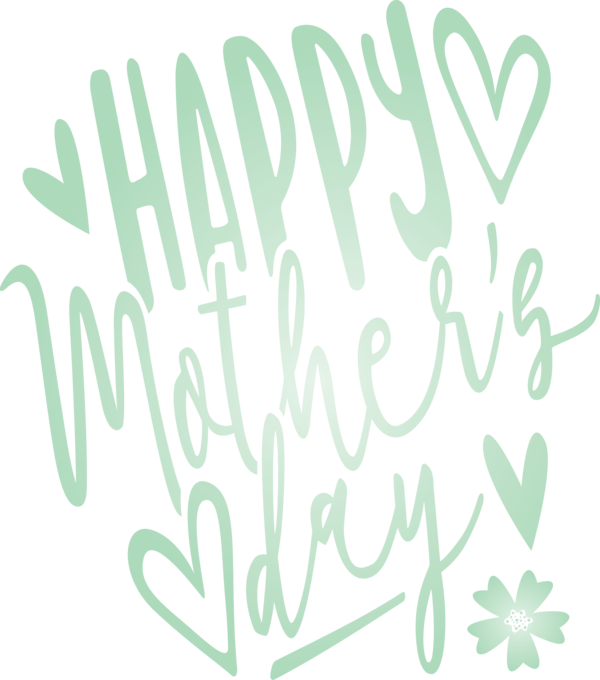 Transparent Mother's Day Font Text Green for Mothers Day Calligraphy for Mothers Day
