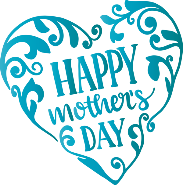 Transparent Mother's Day Turquoise Font Logo for Mothers Day Calligraphy for Mothers Day