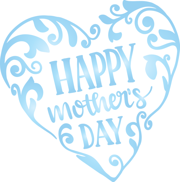 Transparent Mother's Day Text Turquoise Heart for Mothers Day Calligraphy for Mothers Day