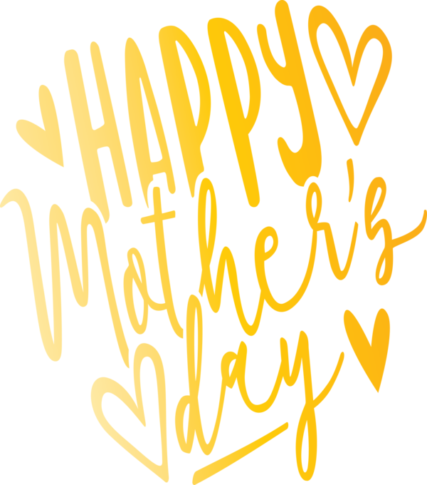 Transparent Mother's Day Text Font Yellow for Mothers Day Calligraphy for Mothers Day