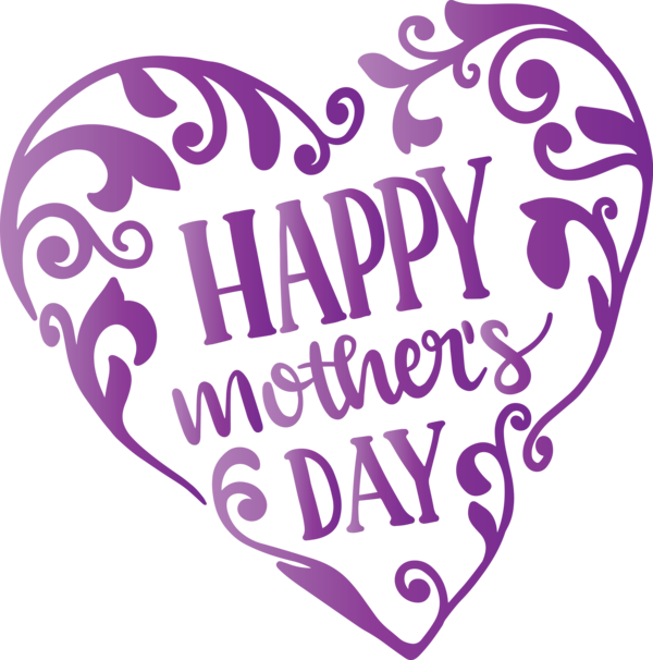 Transparent Mother's Day Text Purple Violet for Mothers Day Calligraphy for Mothers Day