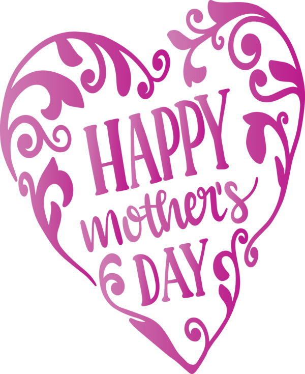 Transparent Mother's Day Pink Text Heart for Mothers Day Calligraphy for Mothers Day