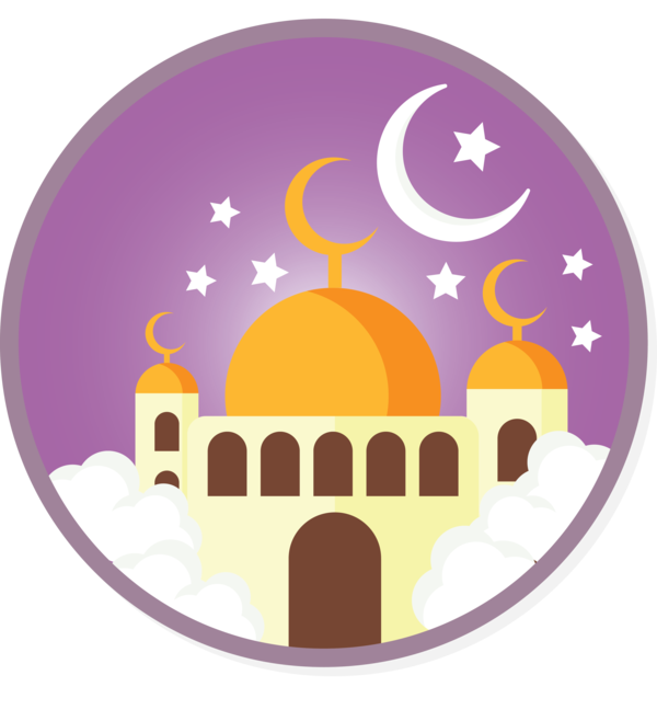 Transparent Ramadan Violet Purple Mosque for EID Ramadan for Ramadan
