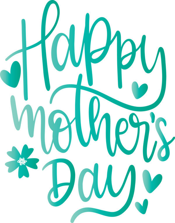 Transparent Mother's Day Text Font Turquoise for Mothers Day Calligraphy for Mothers Day