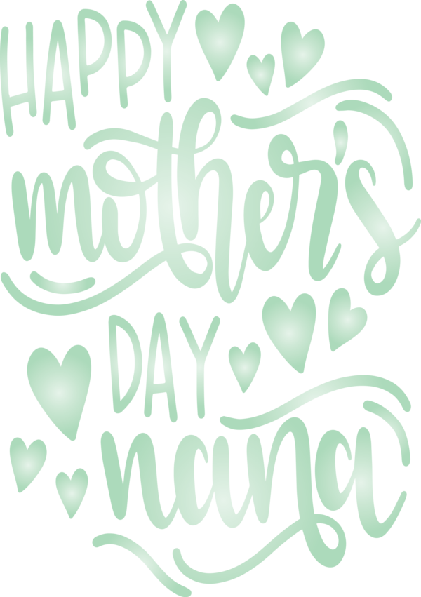 Transparent Mother's Day Text Green Font for Mothers Day Calligraphy for Mothers Day