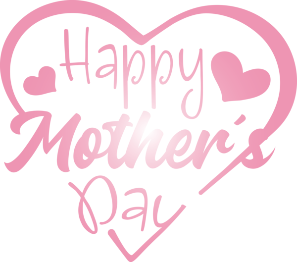 Transparent Mother's Day Heart Text Pink for Mothers Day Calligraphy for Mothers Day