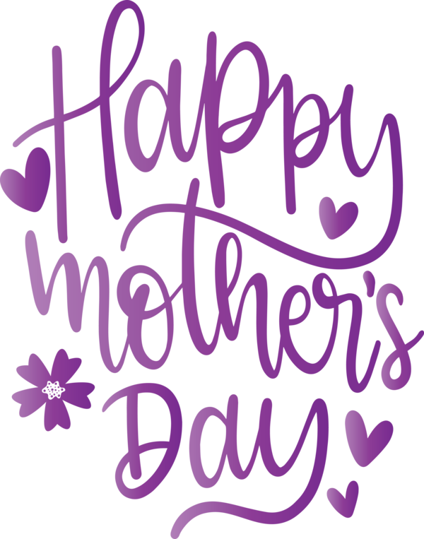 Transparent Mother's Day Font Text Purple for Mothers Day Calligraphy for Mothers Day