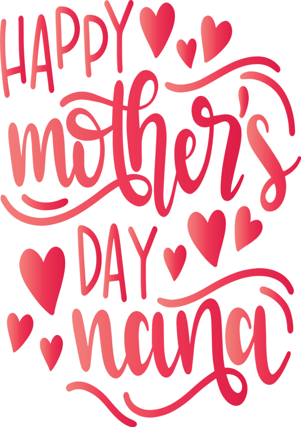 Transparent Mother's Day Text Heart Font for Mothers Day Calligraphy for Mothers Day
