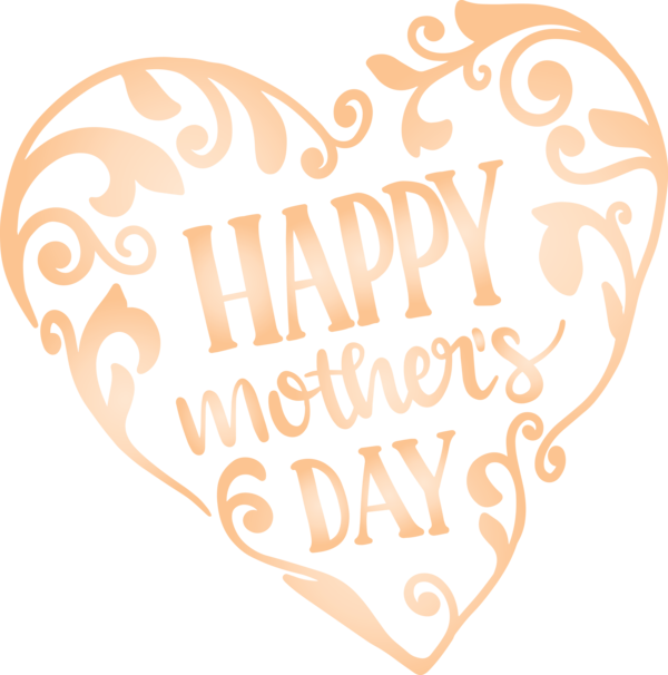 Transparent Mother's Day Text Heart Font for Mothers Day Calligraphy for Mothers Day