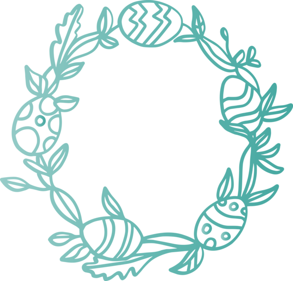 Transparent Easter Turquoise Line art Plant for Easter Day for Easter