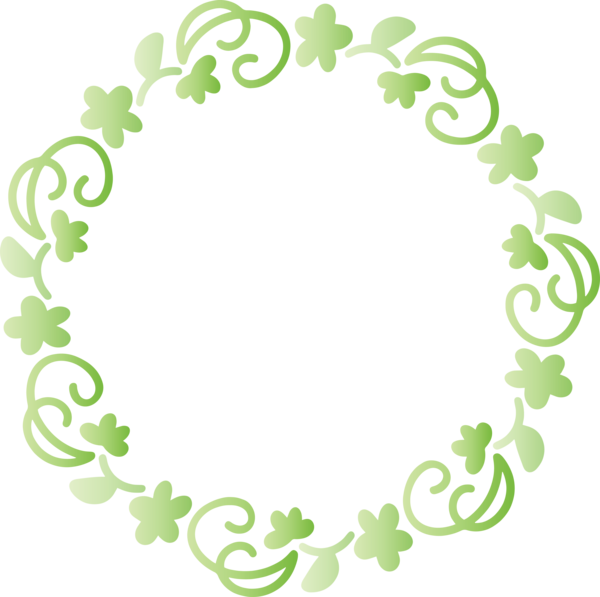 Transparent Easter Green Leaf Circle for Hello Spring for Easter