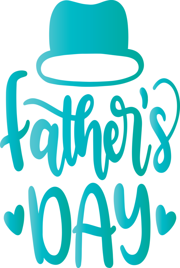 Transparent Father's Day Turquoise Text Aqua for Happy Father's Day for Fathers Day