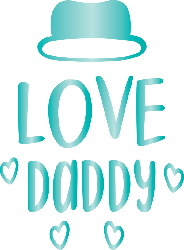 Transparent Father's Day Turquoise Aqua Text for Happy Father's Day for Fathers Day
