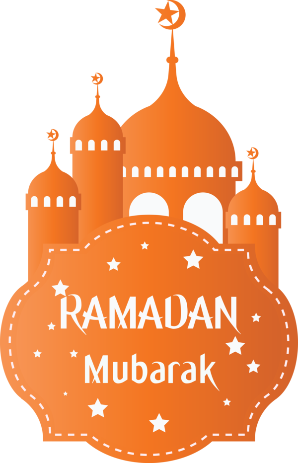 Transparent Ramadan Orange Font Logo for EID Ramadan for Ramadan