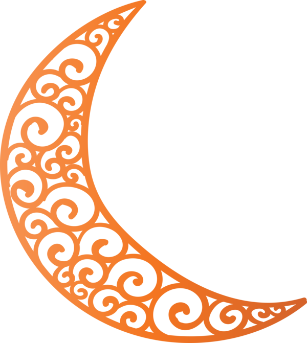 Transparent Ramadan Orange Crescent Symbol for Ramadan Moon for Ramadan
