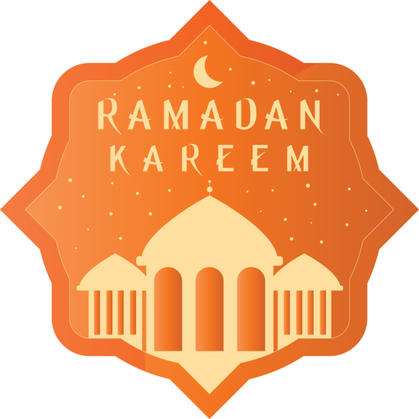 Transparent Ramadan Orange Logo Label for EID Ramadan for Ramadan