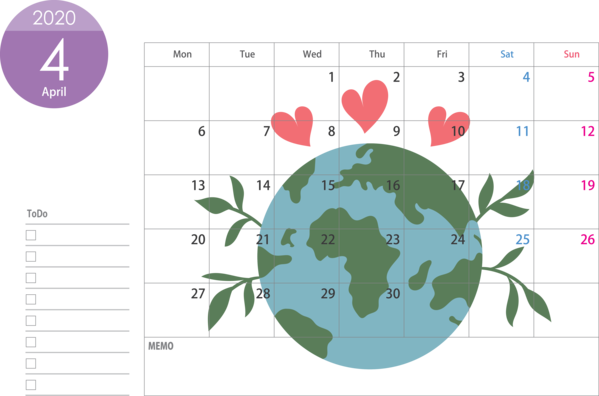 Transparent New Year World for Printable 2020 Calendar for New Year