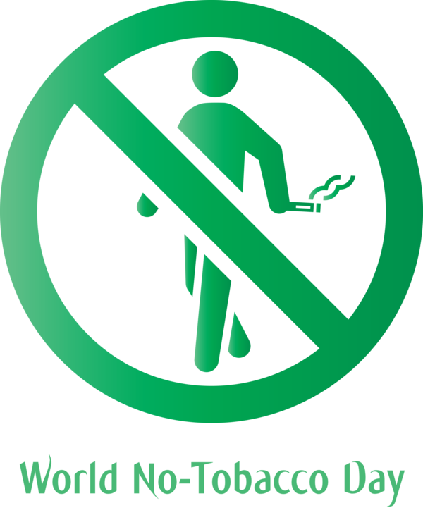 Transparent World No-Tobacco Day Green Line Sign for No Tobacco Day for World No Tobacco Day