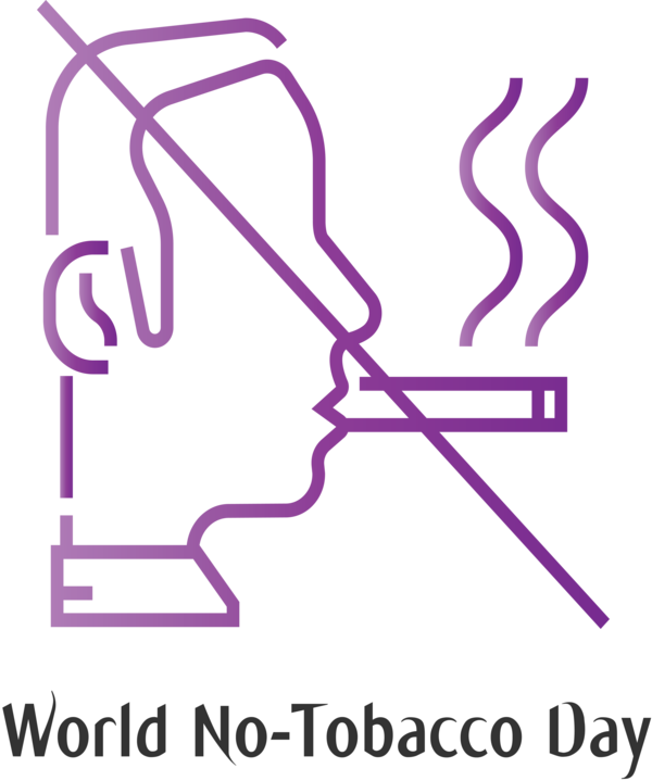Transparent World No-Tobacco Day Purple Line Font for No Tobacco Day for World No Tobacco Day
