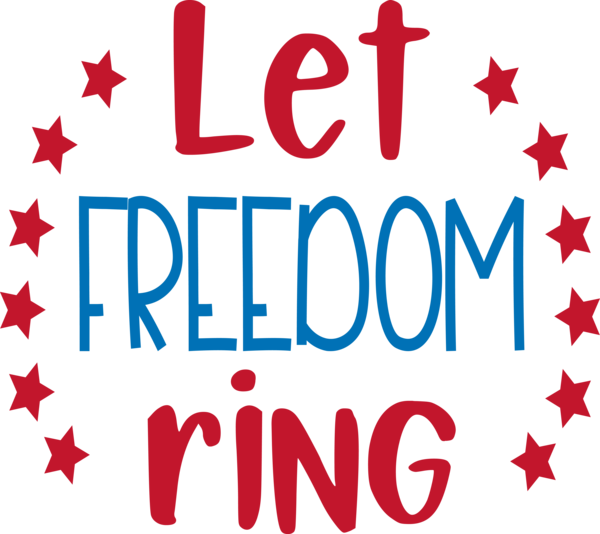 Transparent US Independence Day Text Red Font for Let Freedom Ring for Us Independence Day