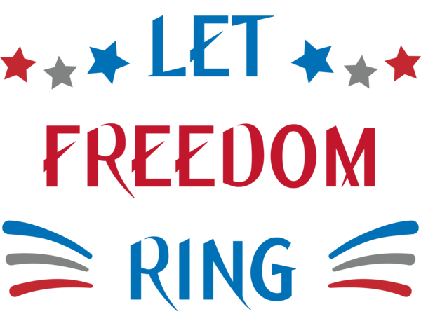Transparent US Independence Day Text Line Font for Let Freedom Ring for Us Independence Day