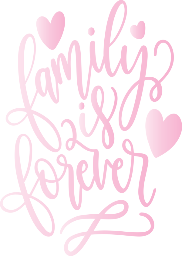 Transparent Family Day Pink Heart Text for Family Love for Family Day