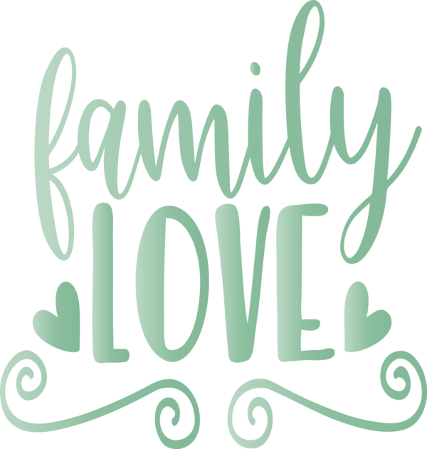 Transparent Family Day Font Text Green for Family Love for Family Day