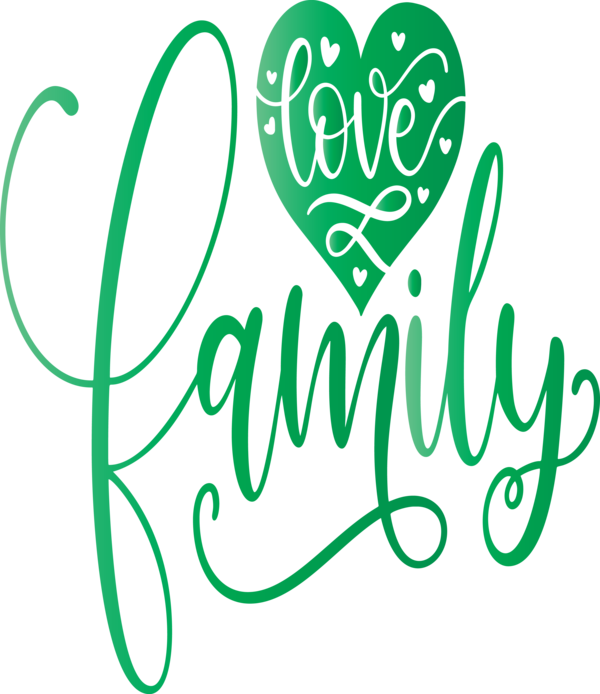 Transparent Family Day Text Green Font for Family Love for Family Day
