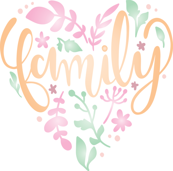 Transparent Family Day Text Pink Font for Family Love for Family Day
