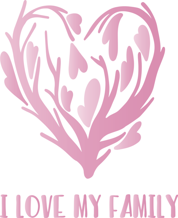 Transparent Family Day Heart Pink Love for Family Love for Family Day